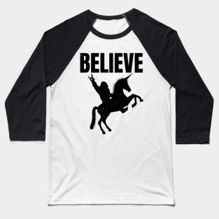 Bigfoot Riding A Unicorn Baseball T-Shirt